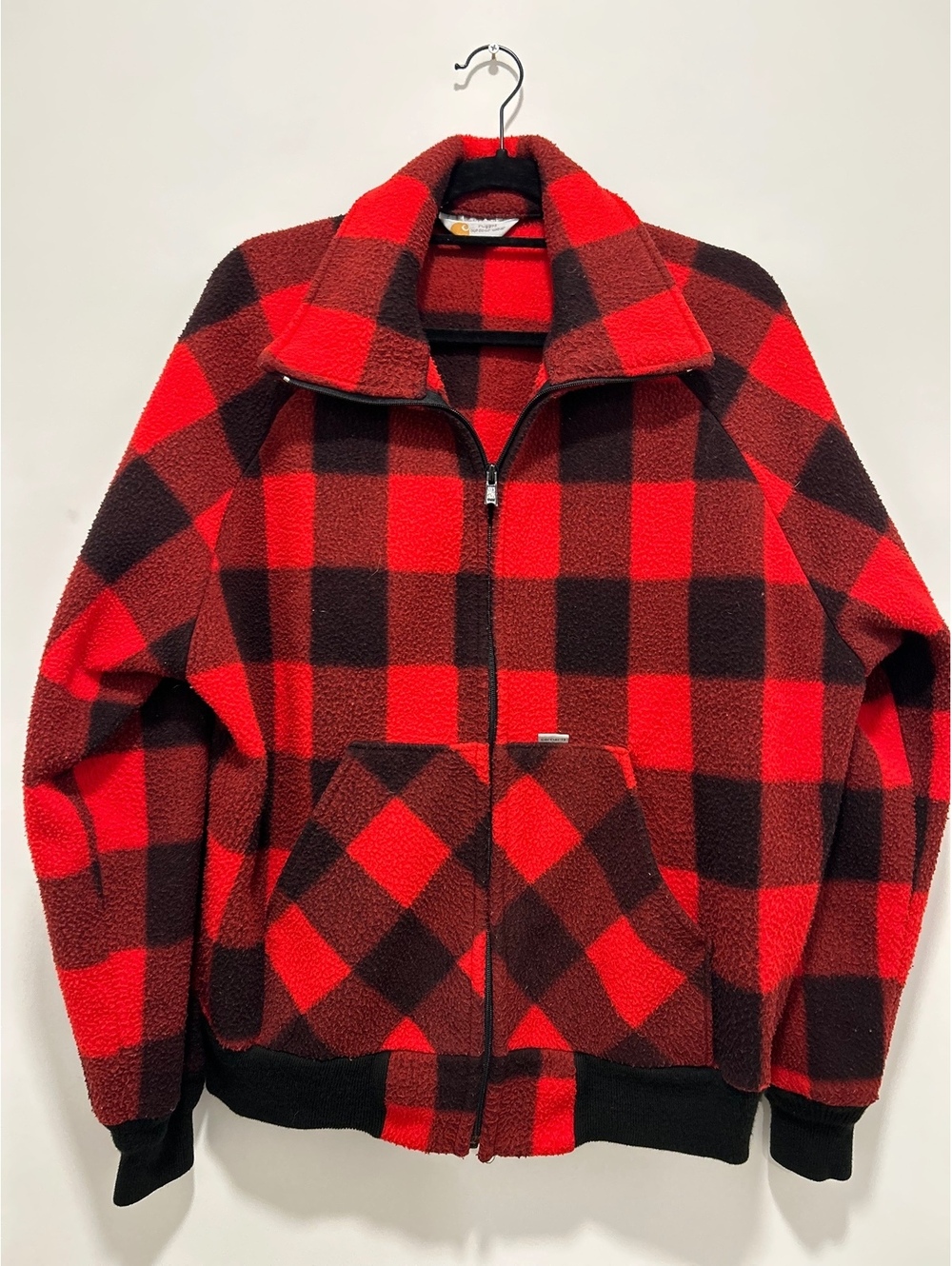 Carhartt Rugged Outdoor Wear Red and Black Checkered Fleece Jacket